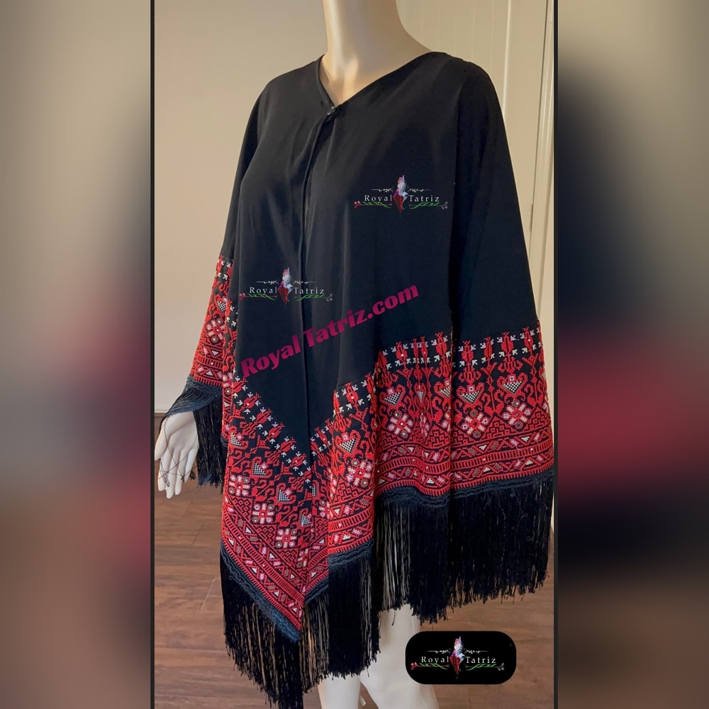 Tatreez,Scarf,Long Red/ Black embroidery Shawl